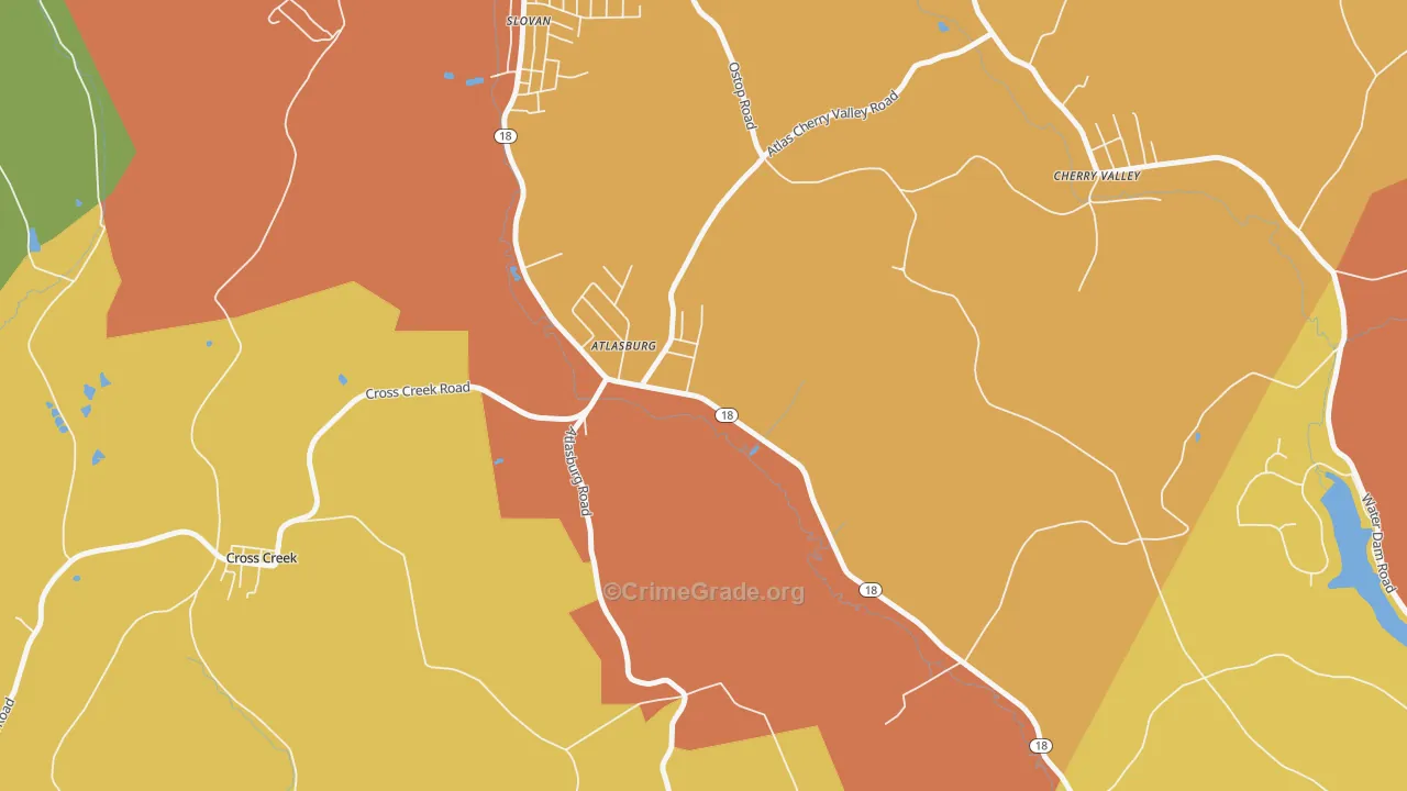 Atlasburg, PA Map of Burglary Rates