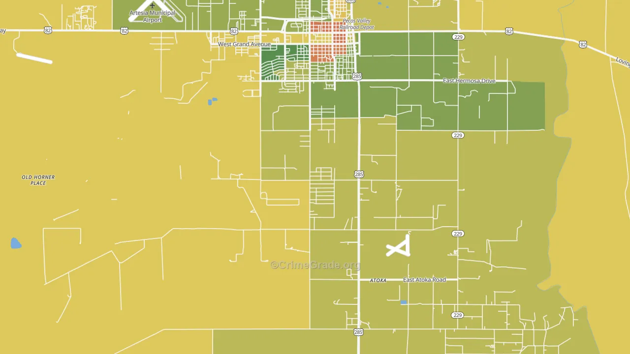 Atoka, NM Map of Burglary Rates