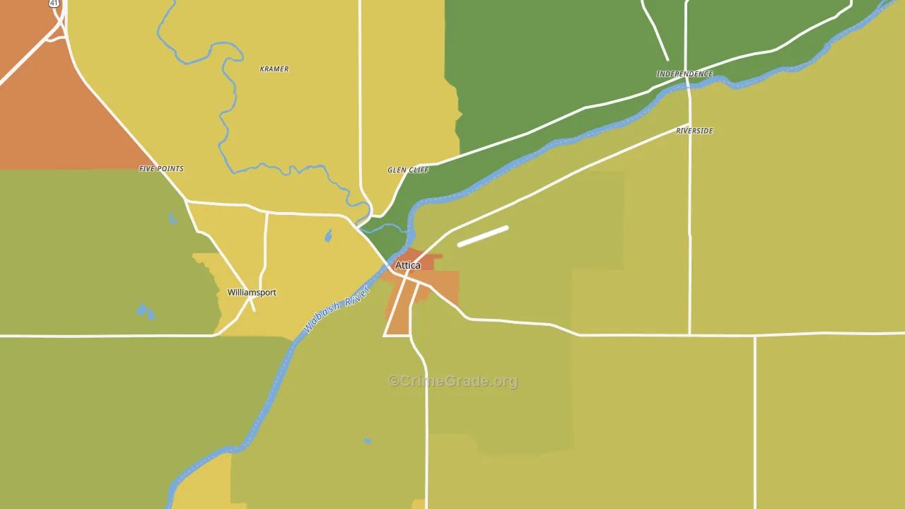 Attica, IN Map of Burglary Rates