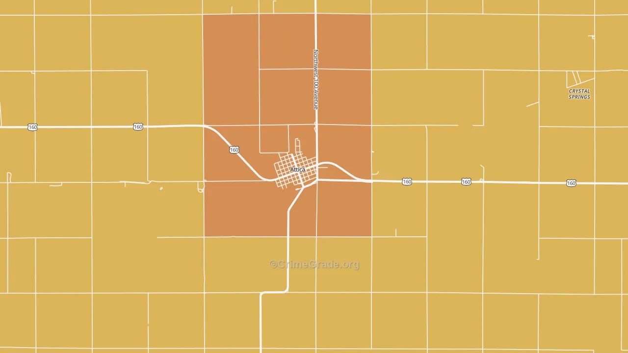 Attica, KS Map of Burglary Rates