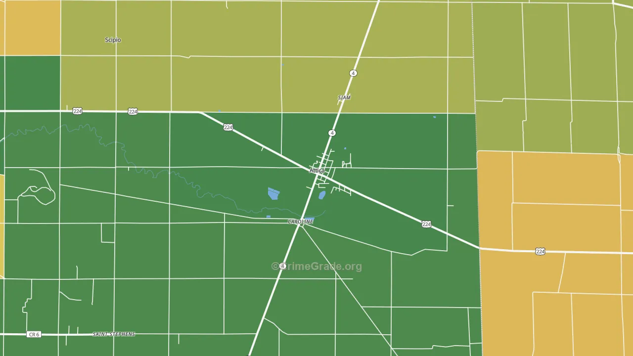 Attica, OH Map of Burglary Rates