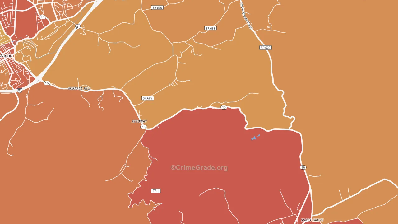 Attoway, VA Map of Burglary Rates