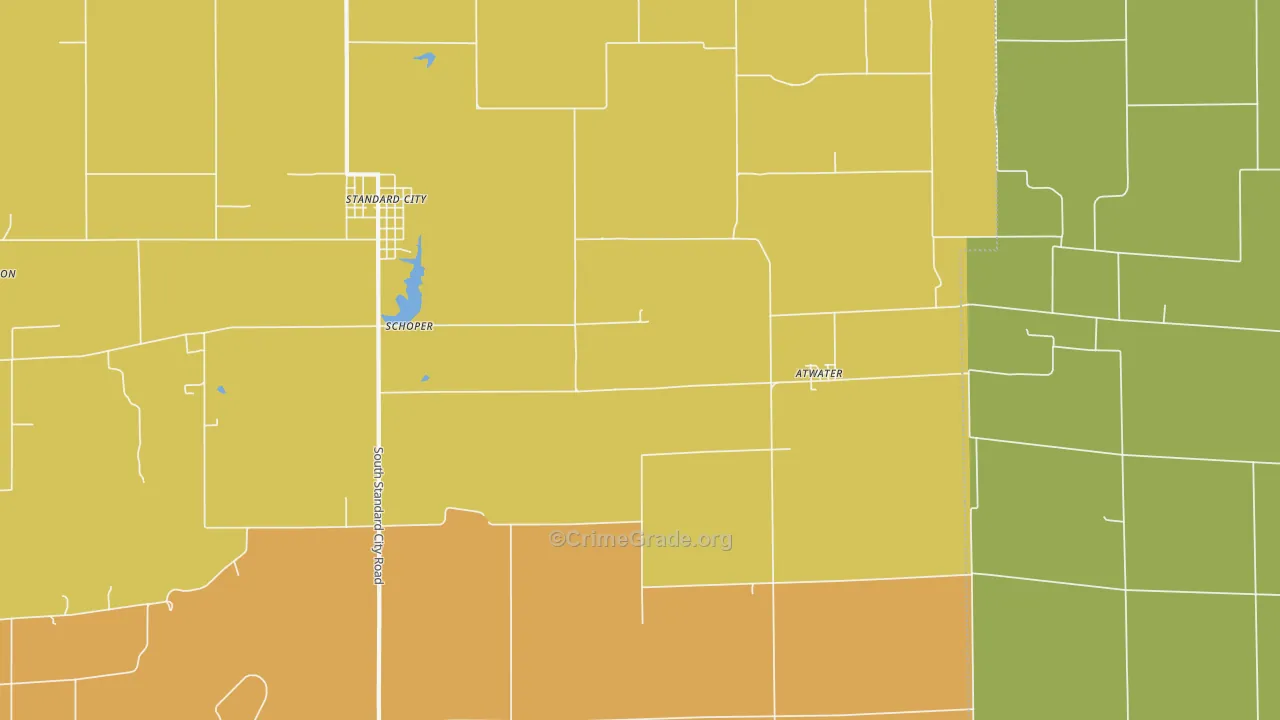 Atwater, IL Map of Burglary Rates