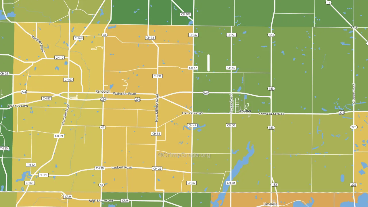 Atwater, OH Map of Burglary Rates