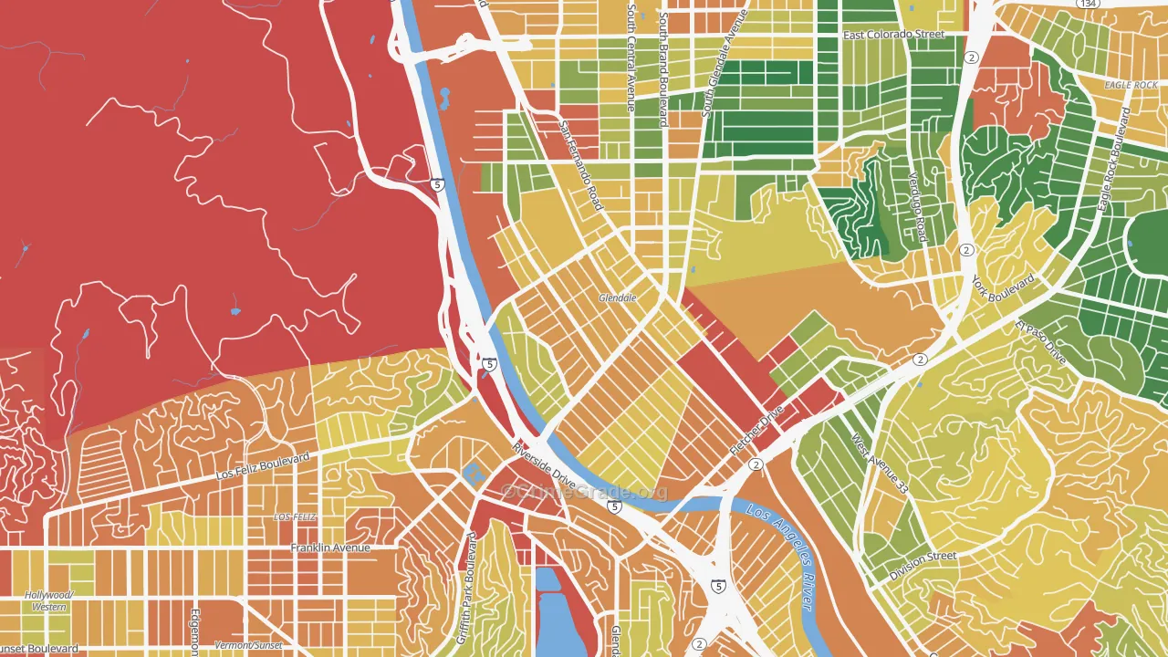 Atwater Village, Los Angeles, CA Map of Burglary Rates