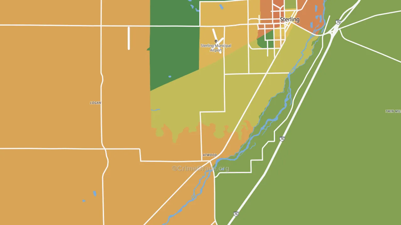 Atwood, CO Map of Burglary Rates