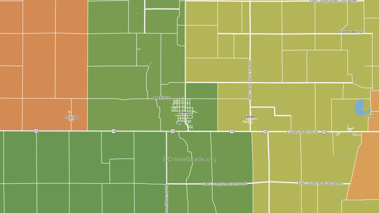Atwood, IL Map of Burglary Rates