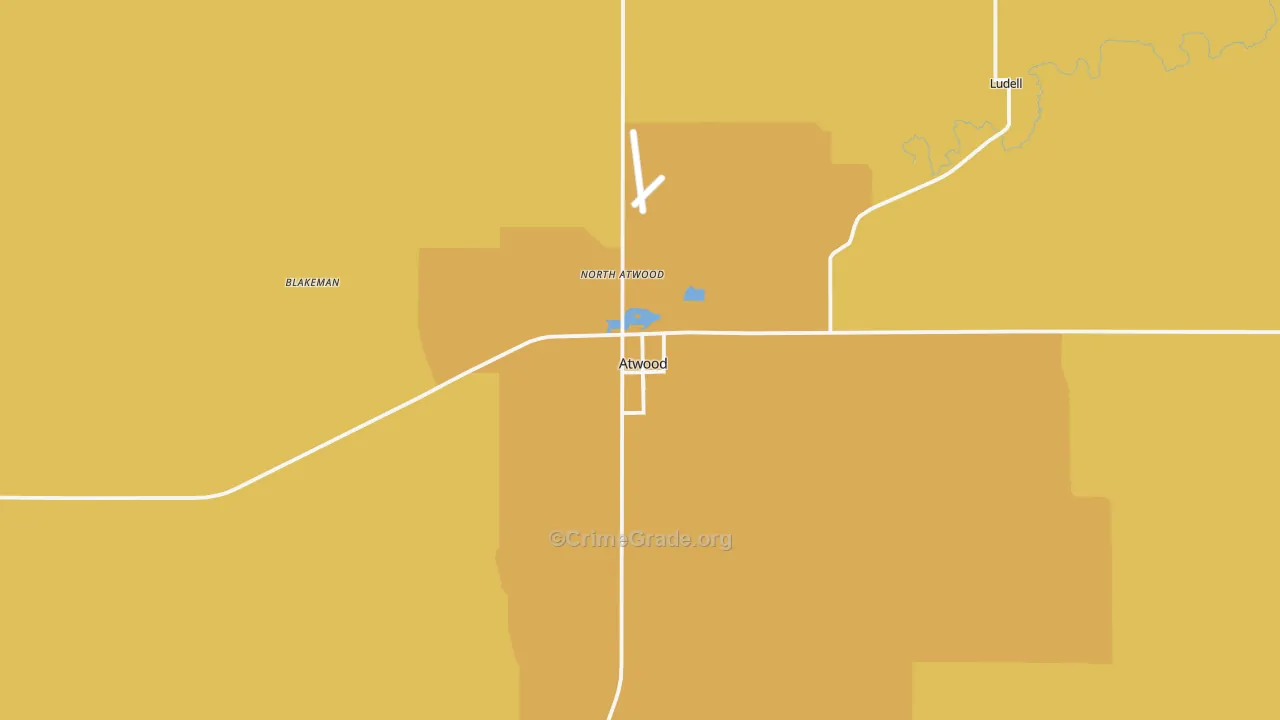Atwood, KS Map of Burglary Rates