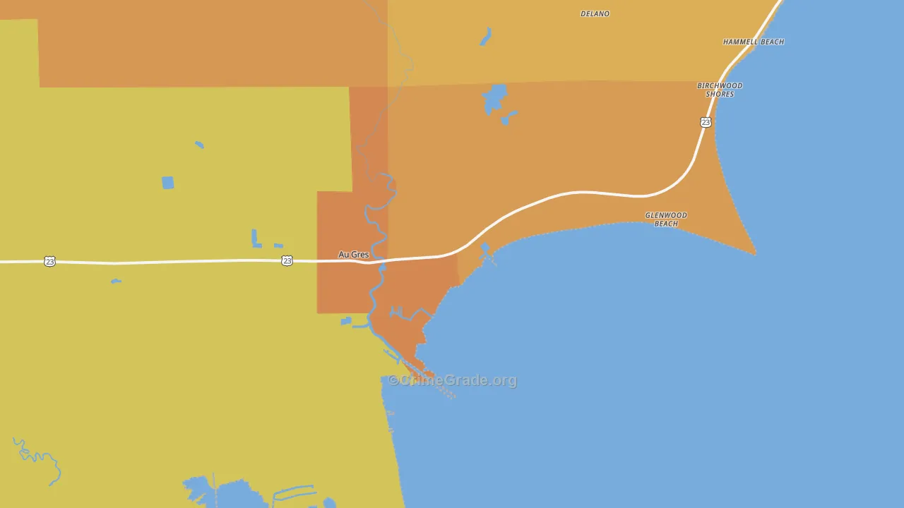 Au Gres, MI Map of Burglary Rates