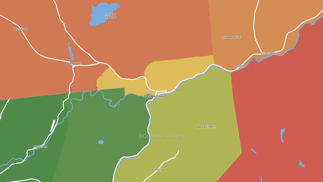 Au Sable Forks, NY Map of Burglary Rates