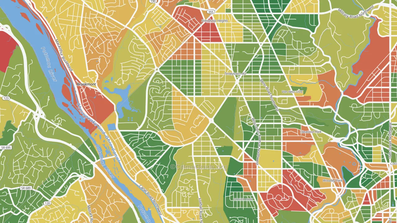 Au-Tenleytown, Washington, DC Map of Burglary Rates