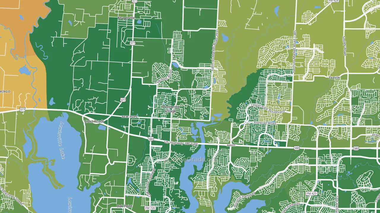Aubrey, TX Map of Burglary Rates