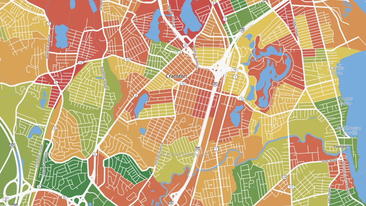 Auburn, Cranston, RI Map of Burglary Rates