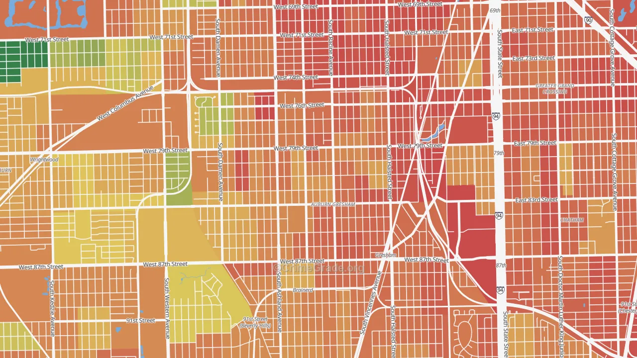 Auburn Gresham, Chicago, IL Map of Burglary Rates
