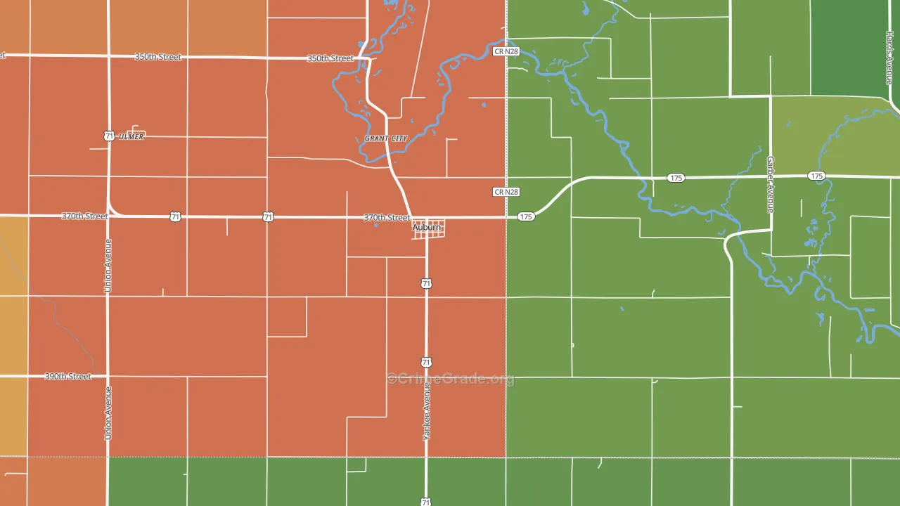 Auburn, IA Map of Burglary Rates