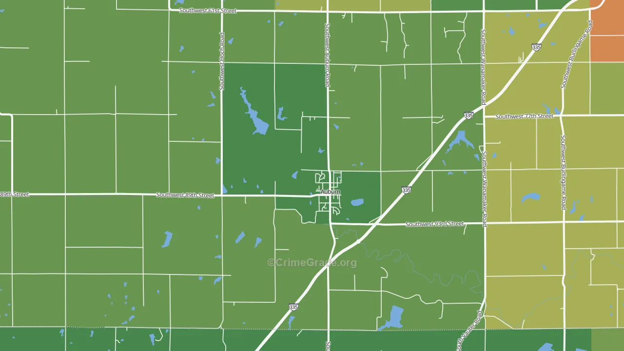Auburn, KS Map of Burglary Rates
