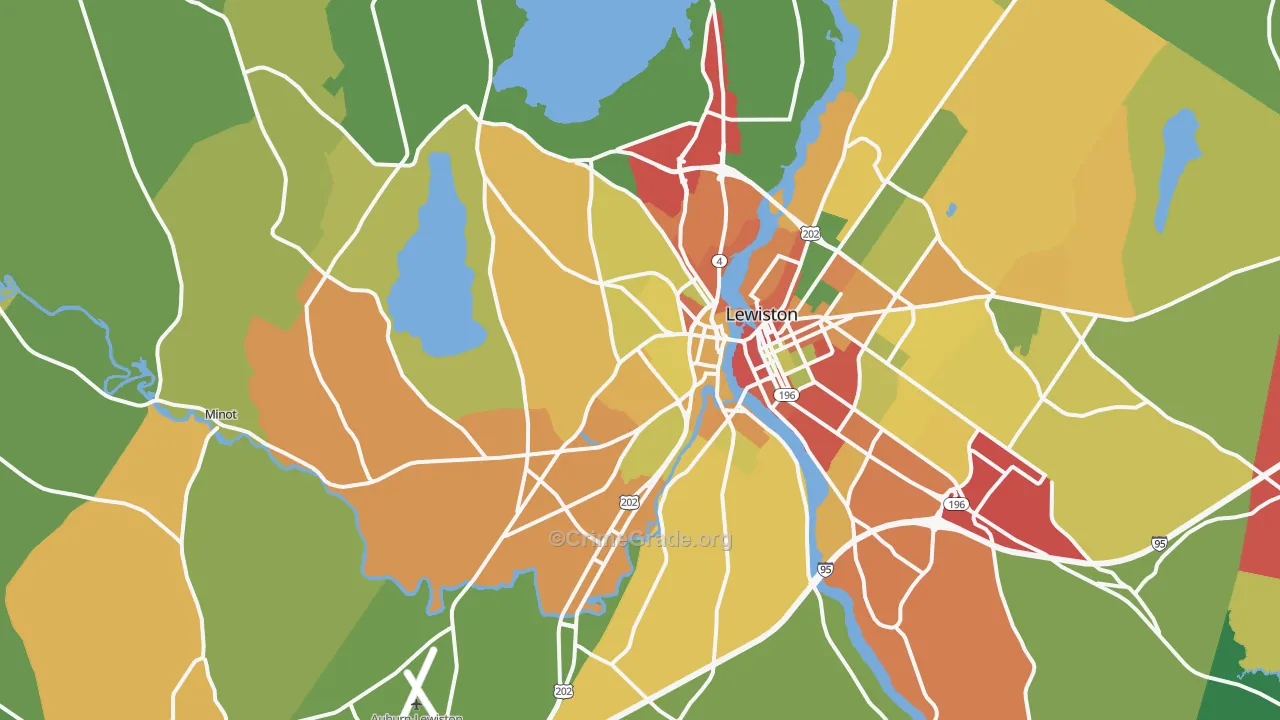 Auburn, ME Map of Burglary Rates