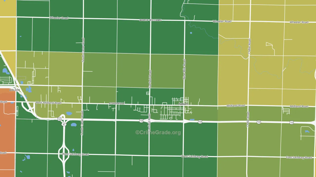 Auburn, MI Map of Burglary Rates