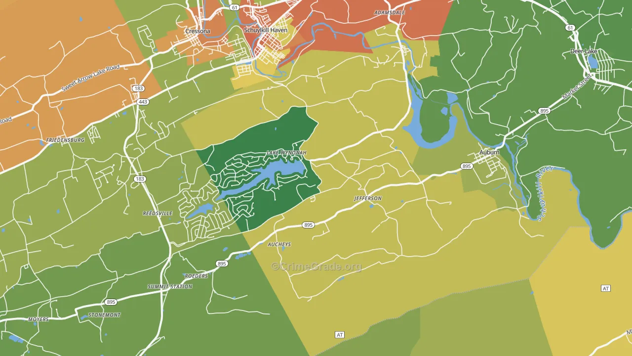 Auburn, PA Map of Burglary Rates