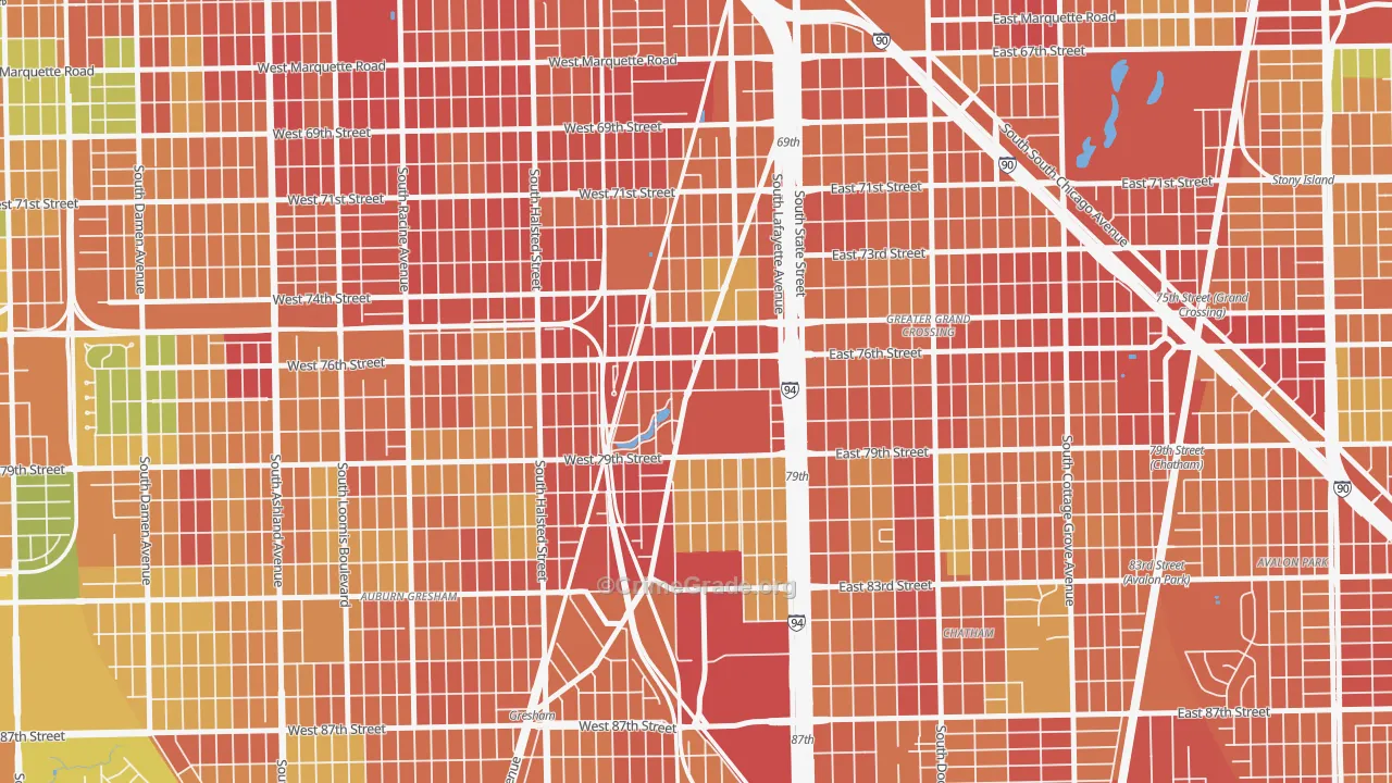 Auburn Park, Chicago, IL Map of Burglary Rates