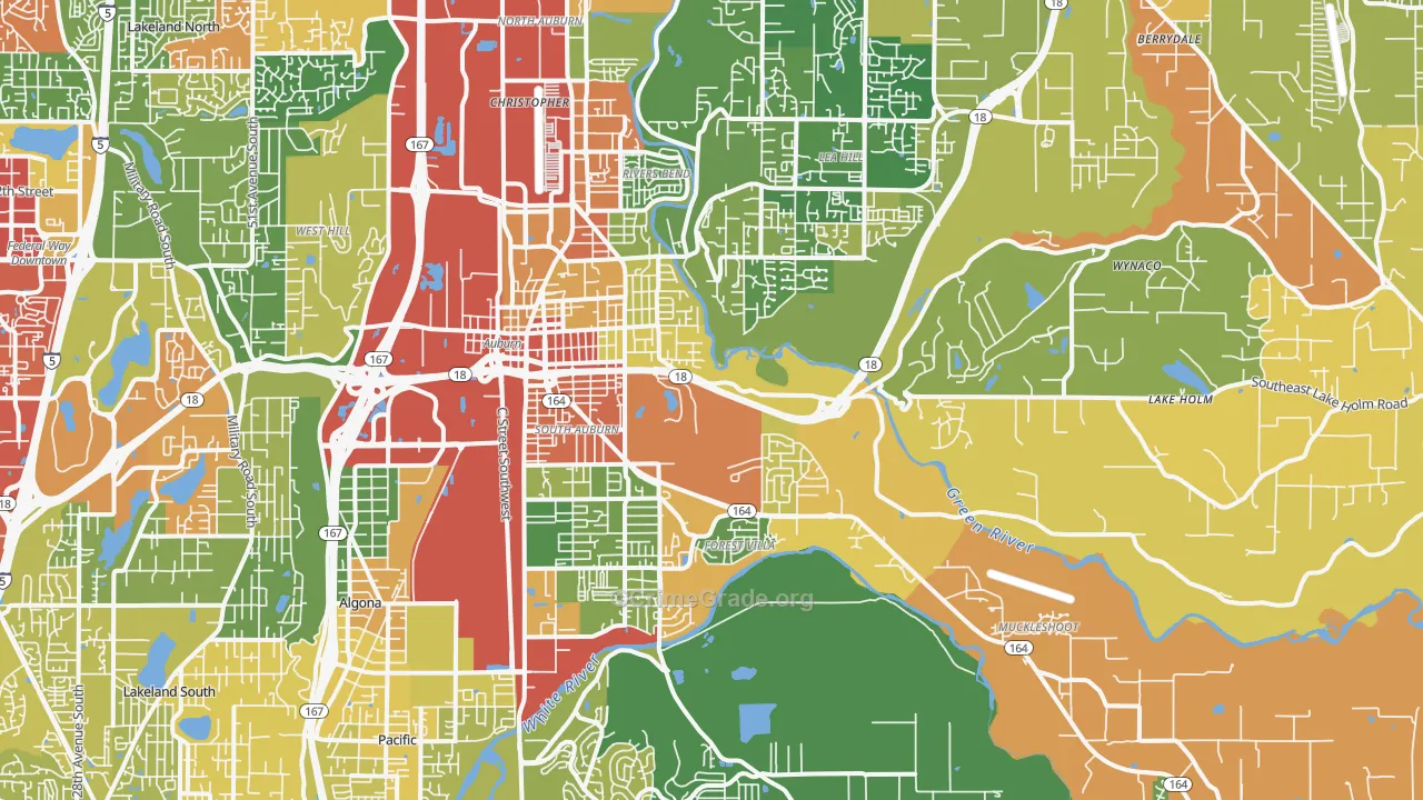 Auburn, WA Map of Burglary Rates