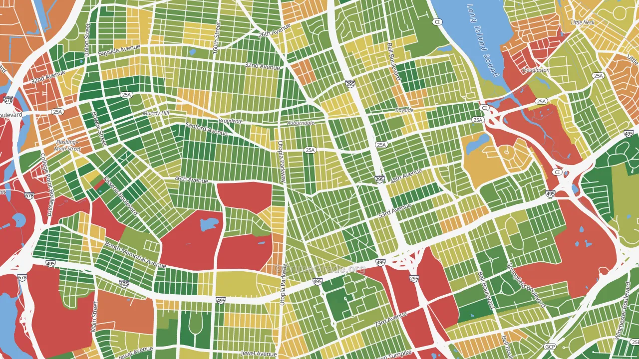 Auburndale, Queens, NY Map of Burglary Rates