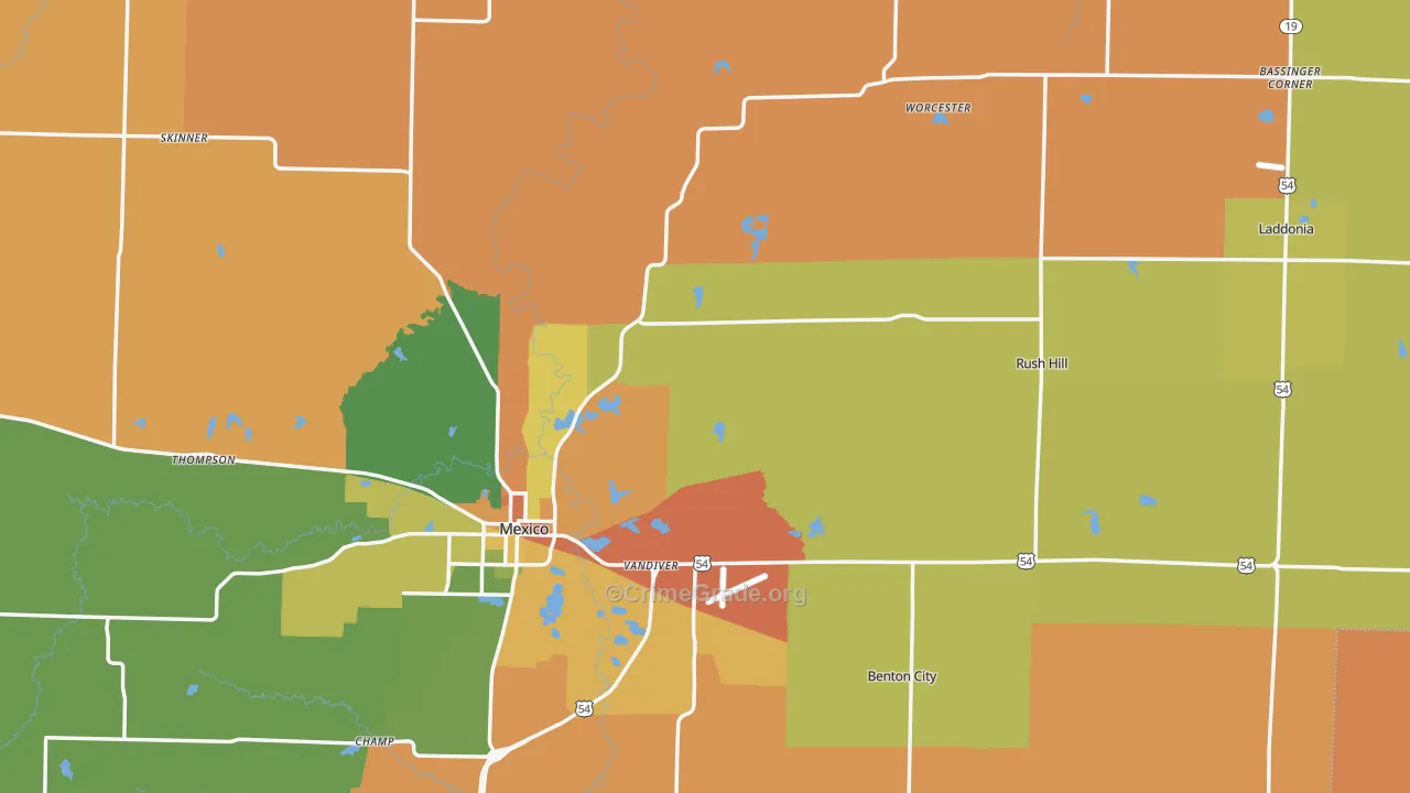 Audrain County, MO Map of Burglary Rates