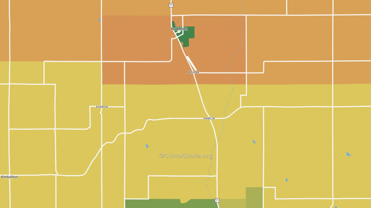 Audubon County, IA Map of Burglary Rates