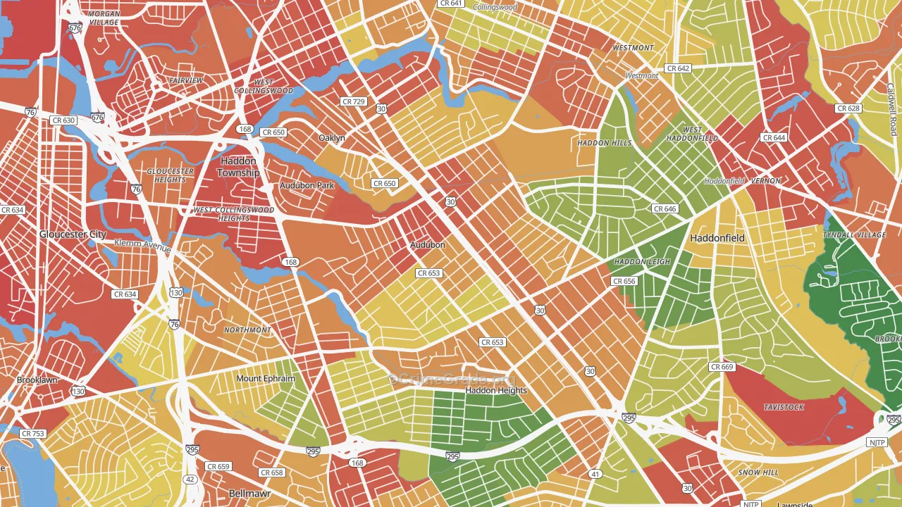 Audubon, NJ Map of Burglary Rates