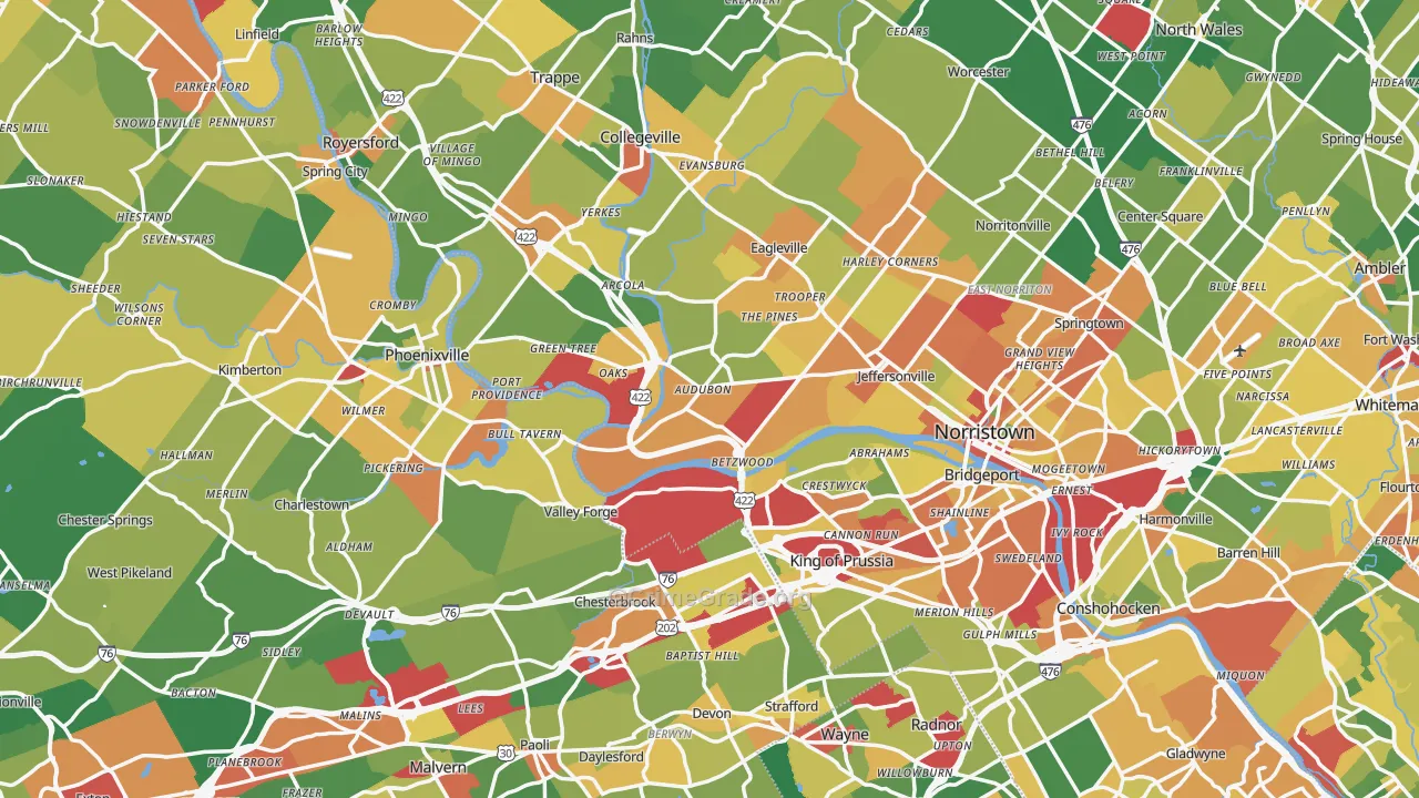 Audubon, PA Map of Burglary Rates