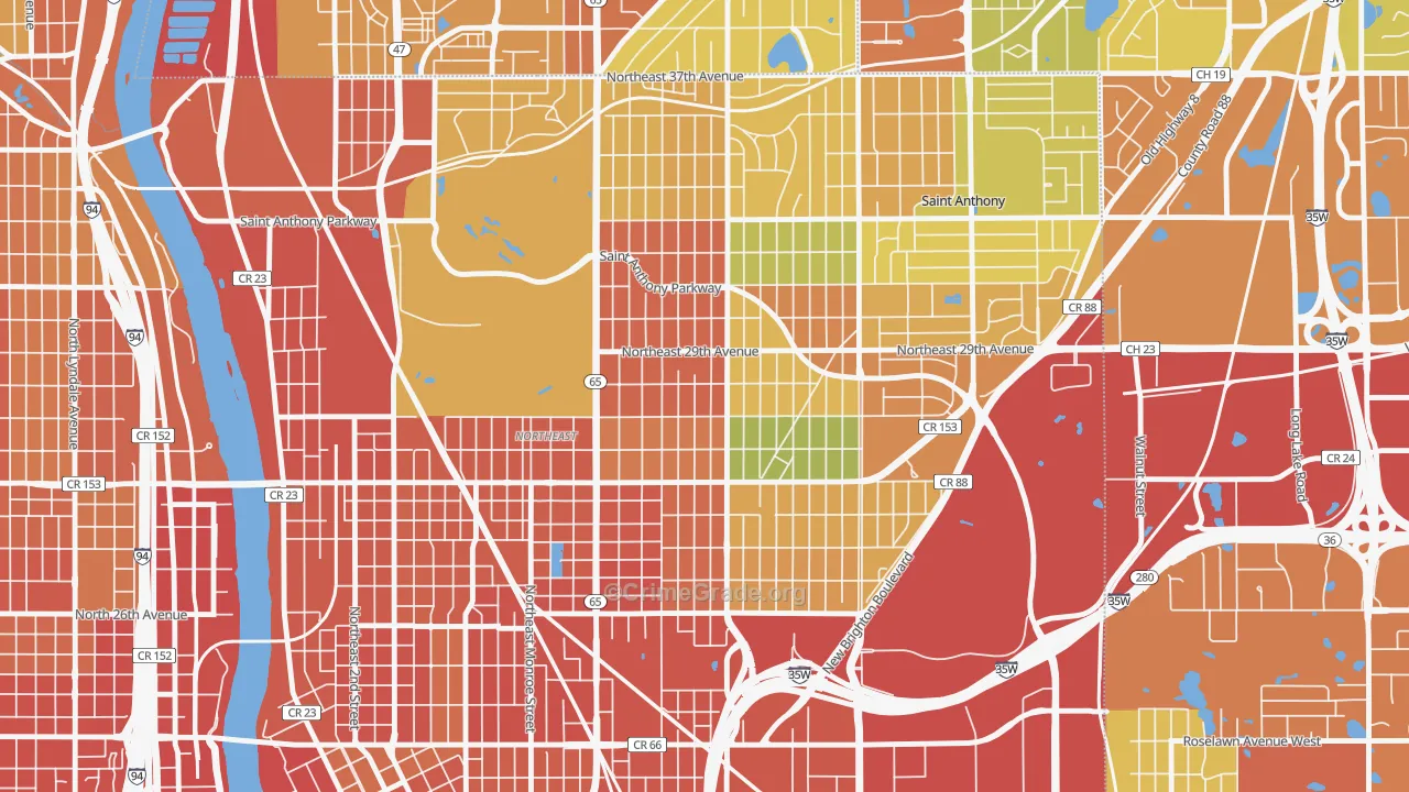 Audubon Park, Minneapolis, MN Map of Burglary Rates