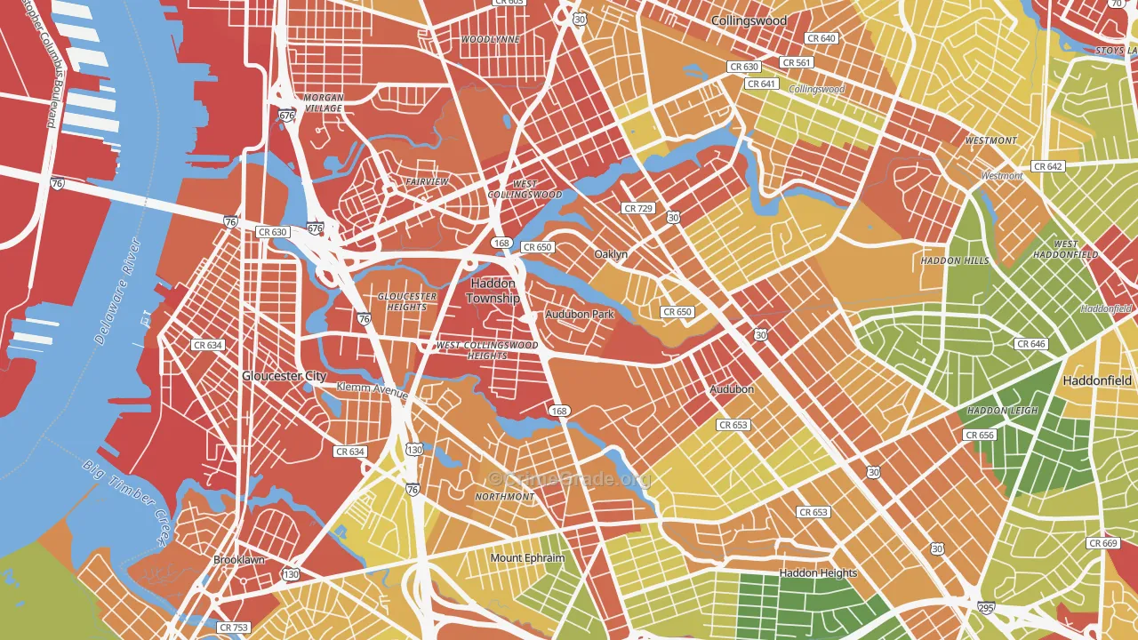 Audubon Park, NJ Map of Burglary Rates