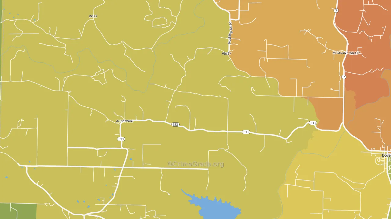 Augsburg, AR Map of Burglary Rates