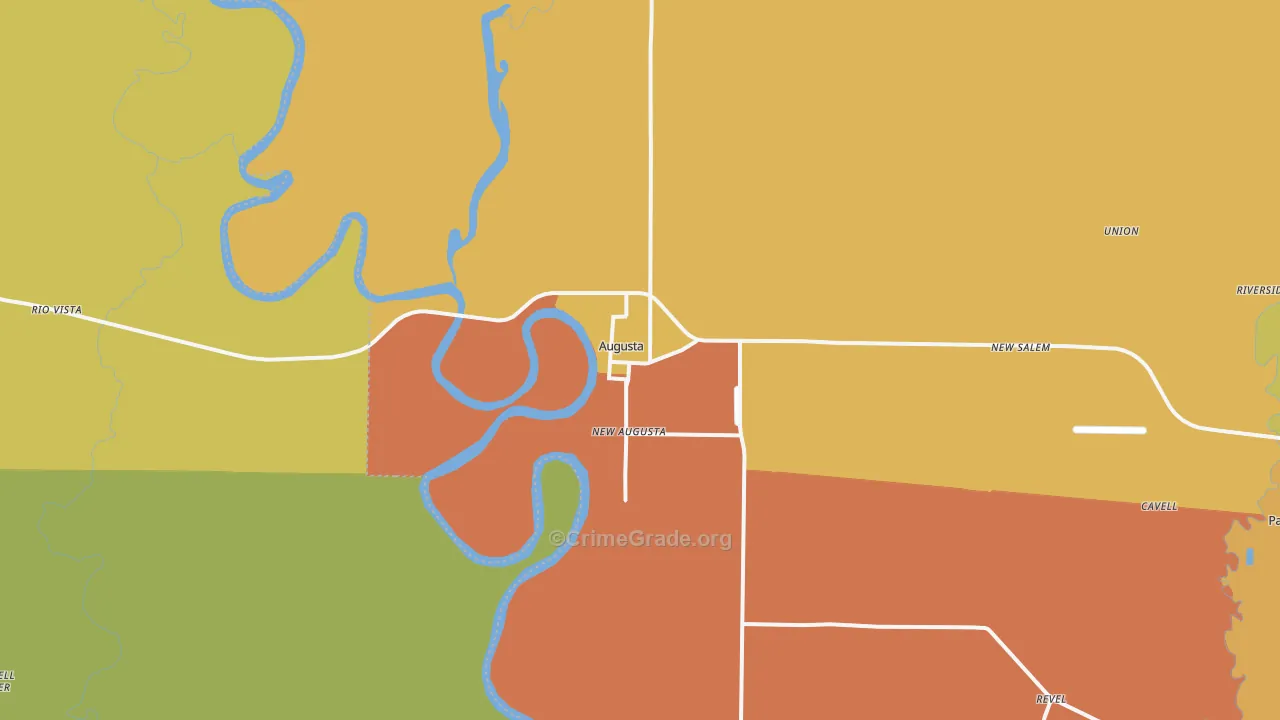 Augusta, AR Map of Burglary Rates