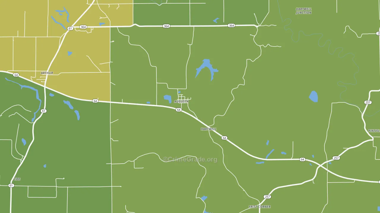 Augusta, IN Map of Burglary Rates