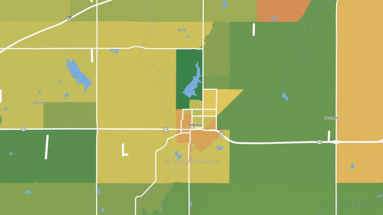 Augusta, KS Map of Burglary Rates