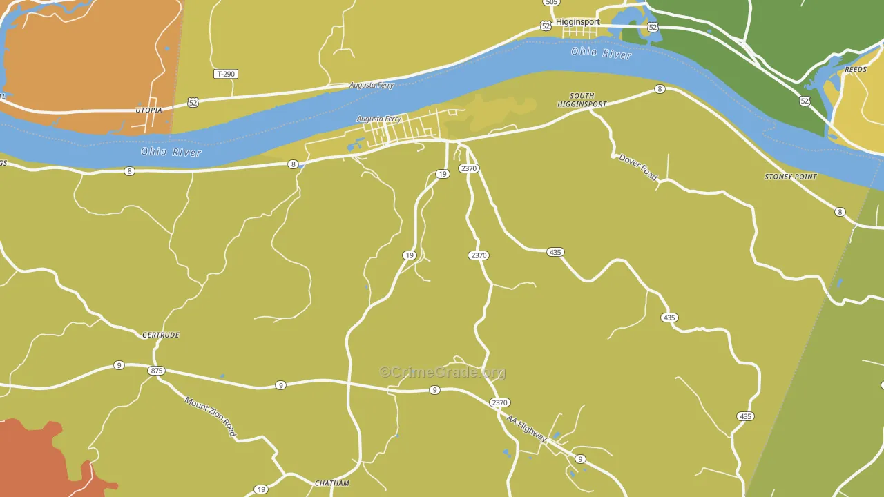 Augusta, KY Map of Burglary Rates