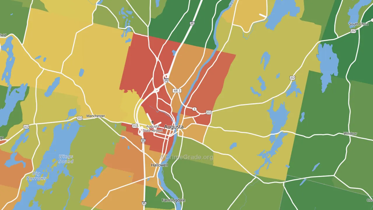 Augusta, ME Map of Burglary Rates