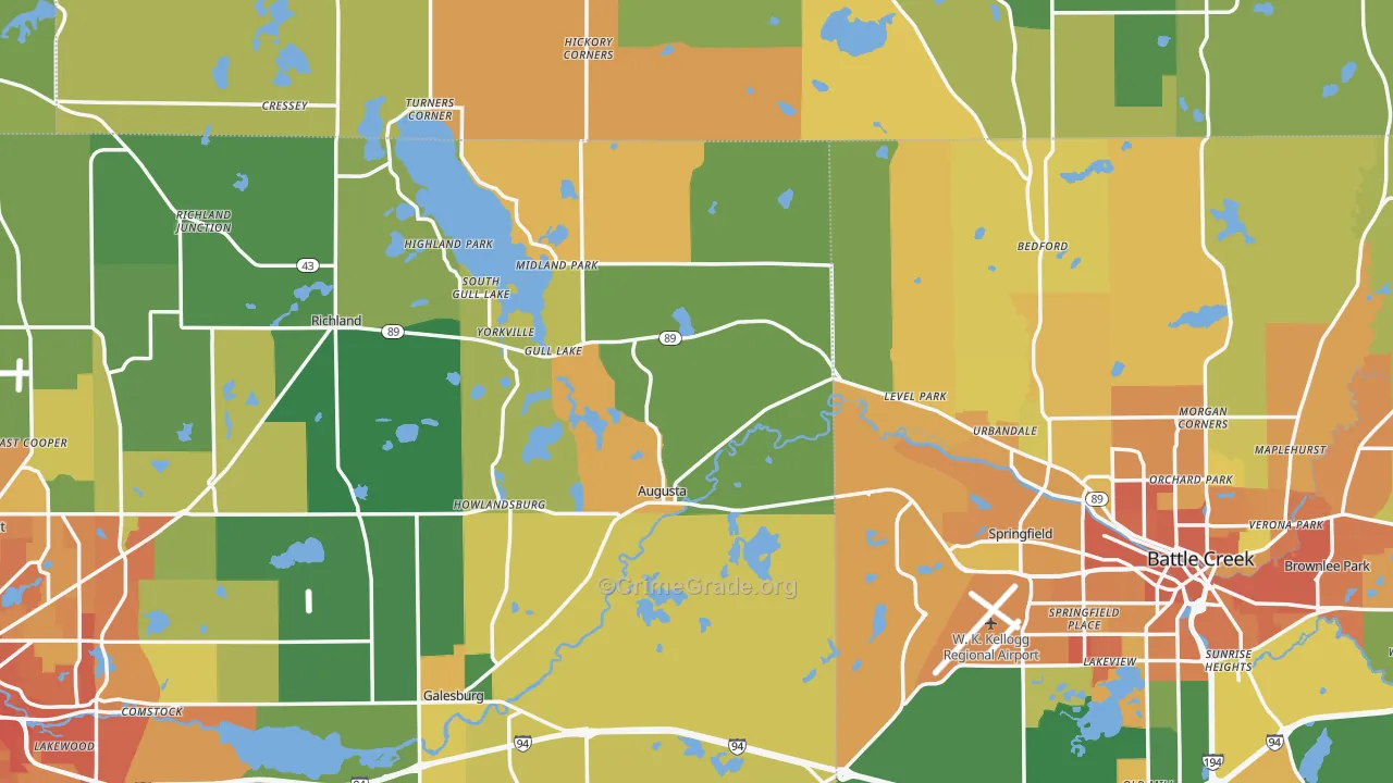 Augusta, MI Map of Burglary Rates