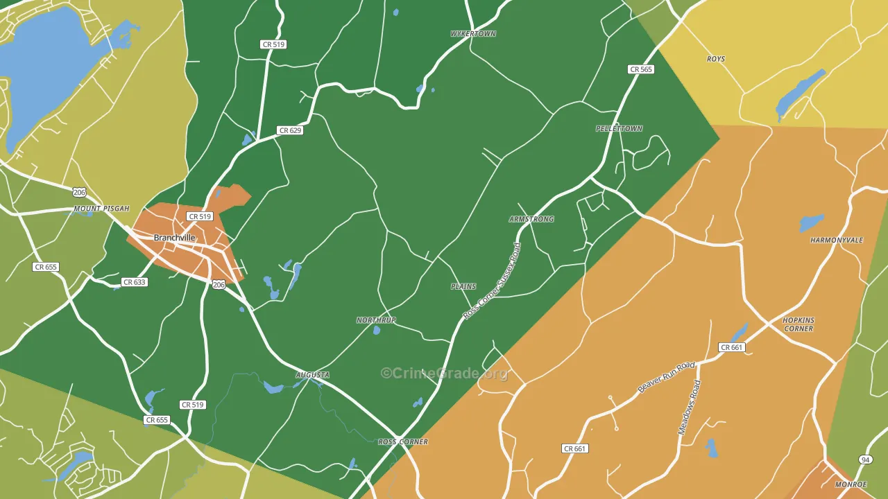 Augusta, NJ Map of Burglary Rates