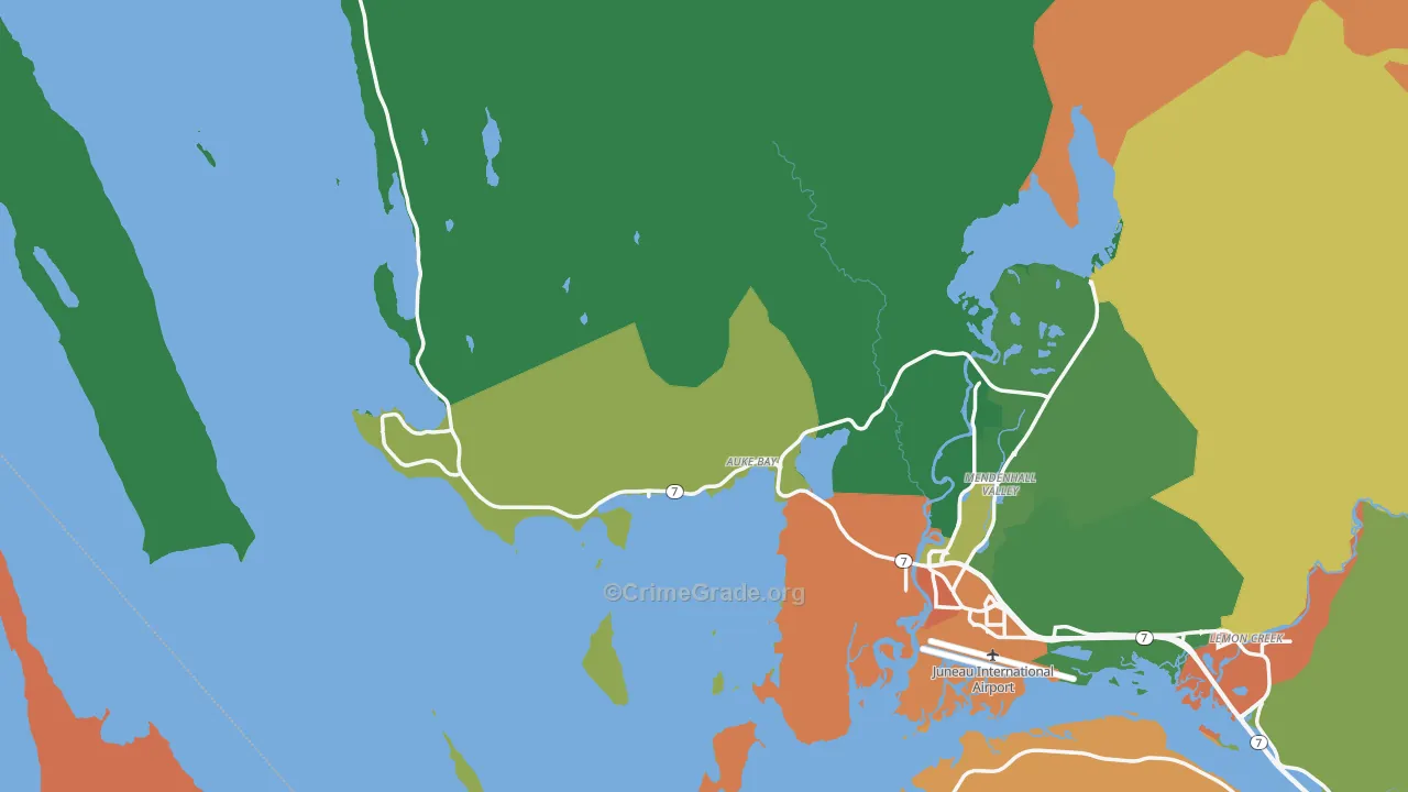 Auke Bay, AK Map of Burglary Rates