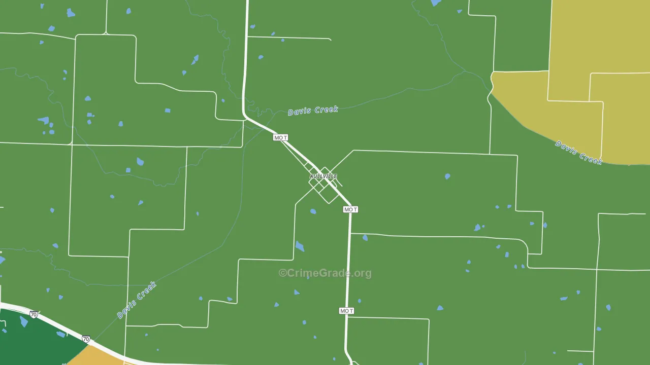 Aullville, MO Map of Burglary Rates