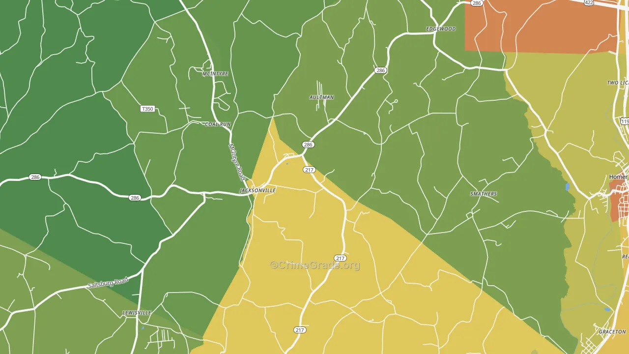 Aultman, PA Map of Burglary Rates