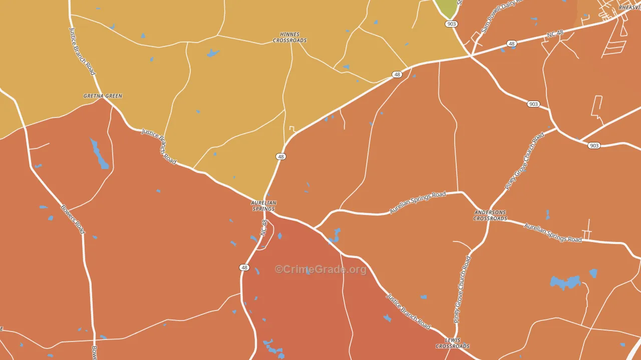 Aurelian Springs, NC Map of Burglary Rates
