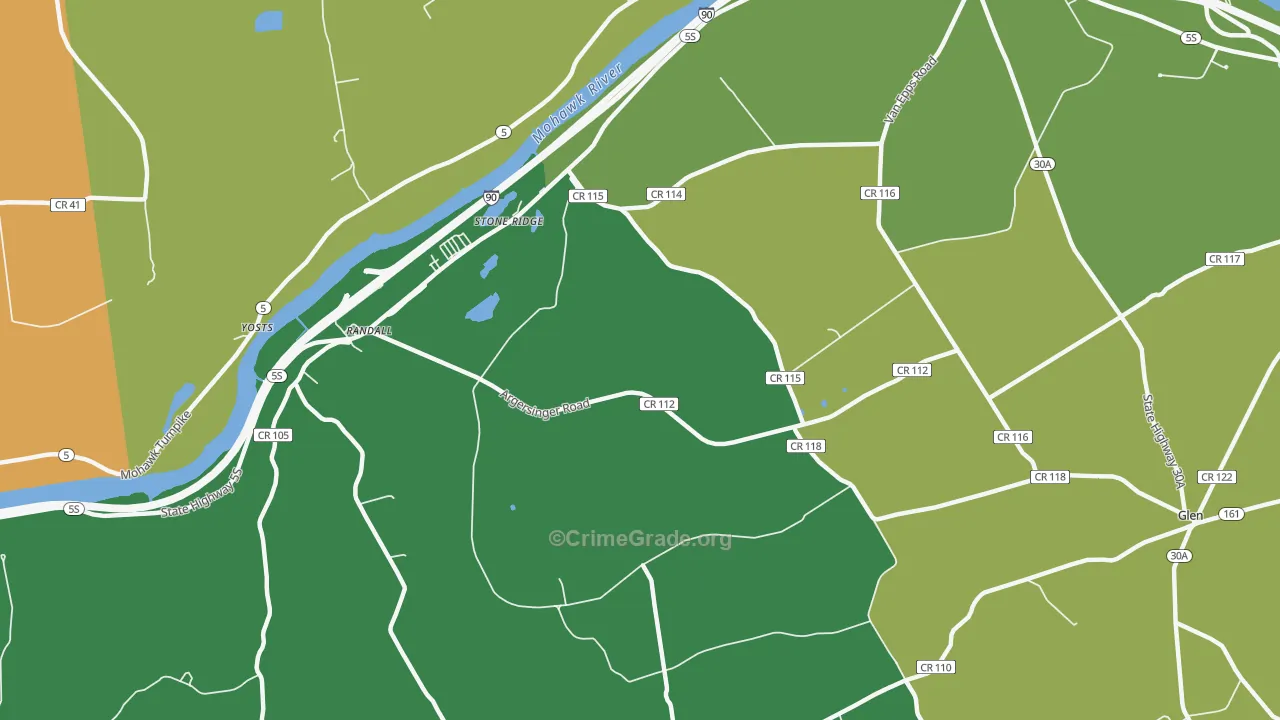 Auriesville, NY Map of Burglary Rates