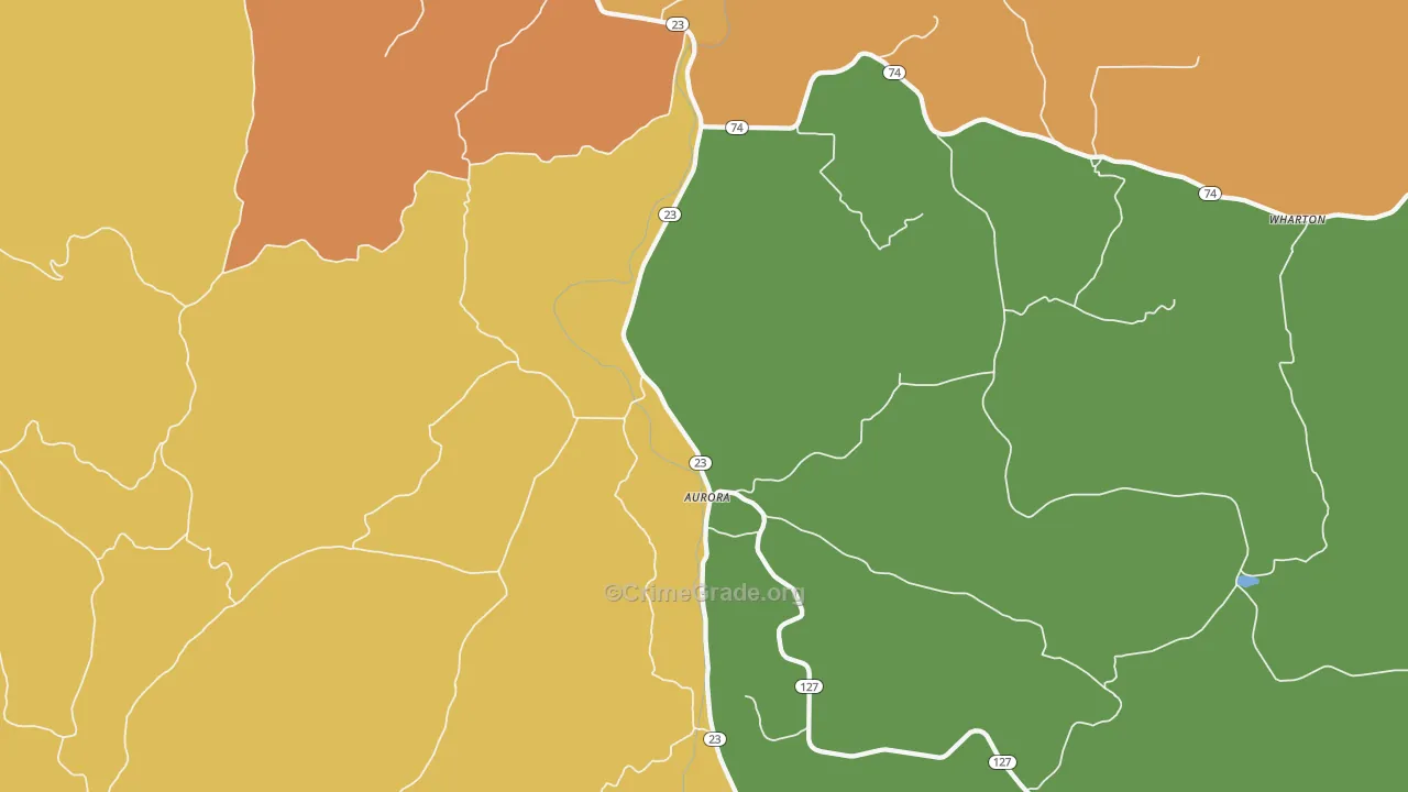 Aurora, AR Map of Burglary Rates