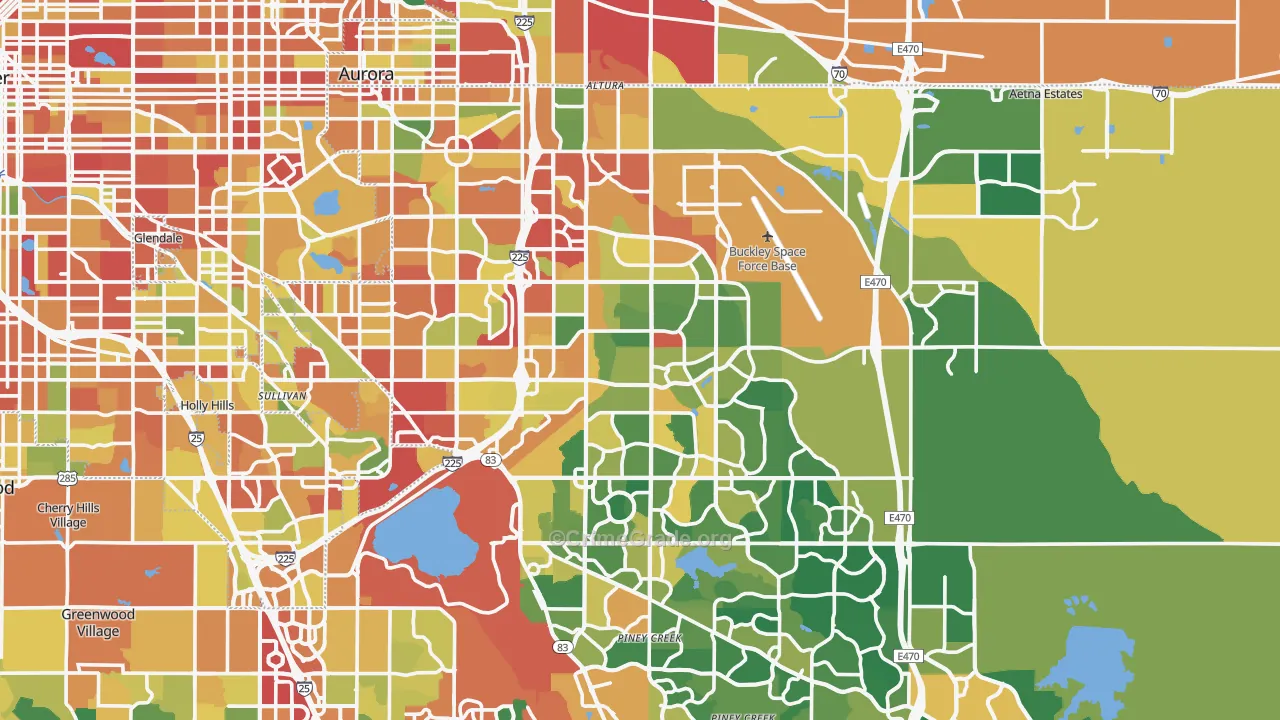 Aurora, CO Map of Burglary Rates