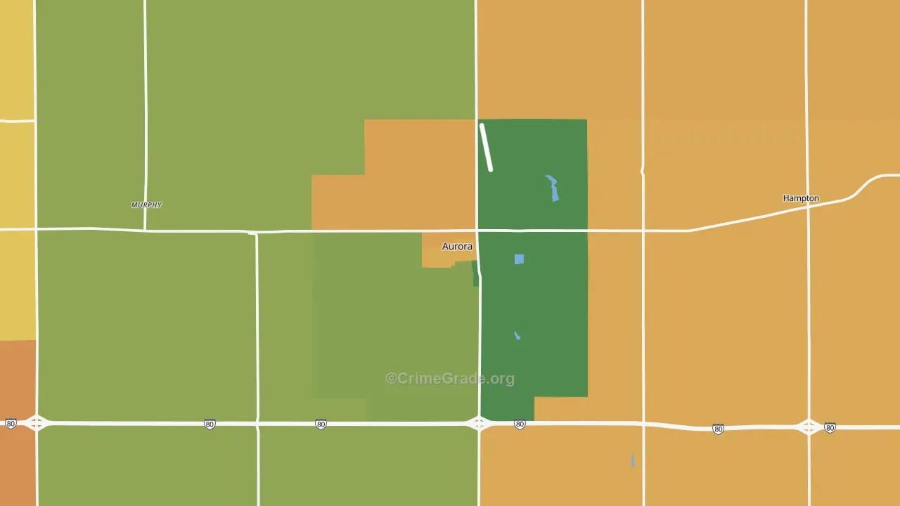 Aurora, NE Map of Burglary Rates