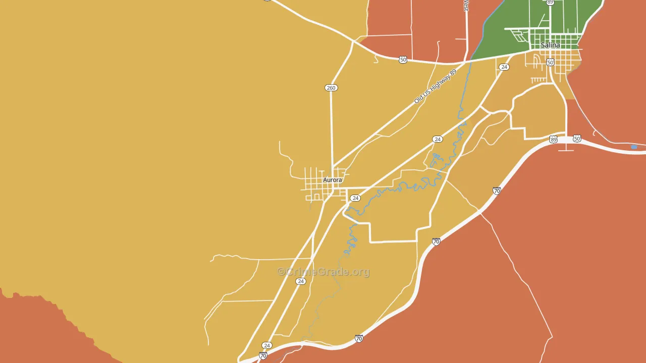 Aurora, UT Map of Burglary Rates