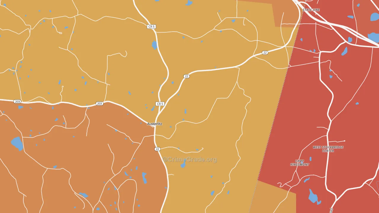 Austerlitz, NY Map of Burglary Rates